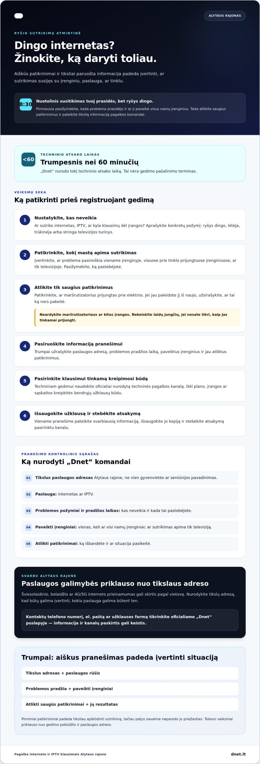 „Dnet“ klientų aptarnavimas Alytaus rajone: kaip gauti pagalbą?